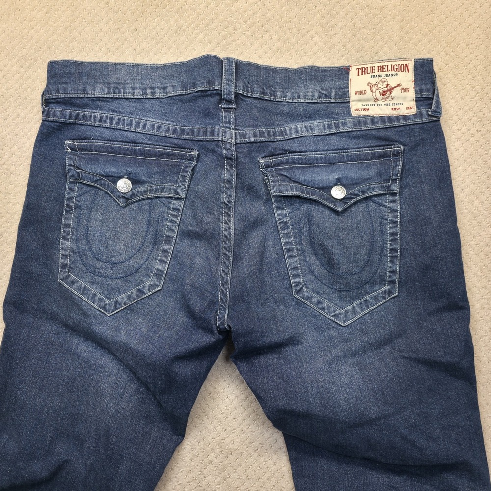 True‎ Religion Geno Relaxed Slim Jeans Mens 40x32 Dark Wash Flap Pocket Denim
